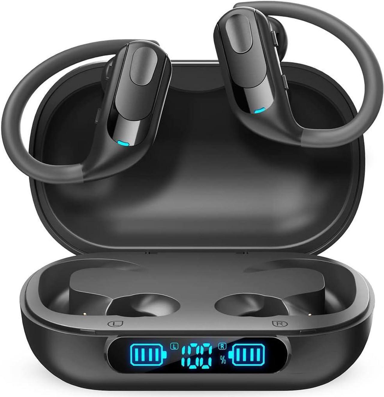 Wireless Earbuds Bluetooth 5.3 Headphones 130hrs Playtime Wireless Charging Ear Buds IPX7 Waterproof Earphones Over-Ear Headset with Earhooks LED Power Display for Sports Workout Running Gym