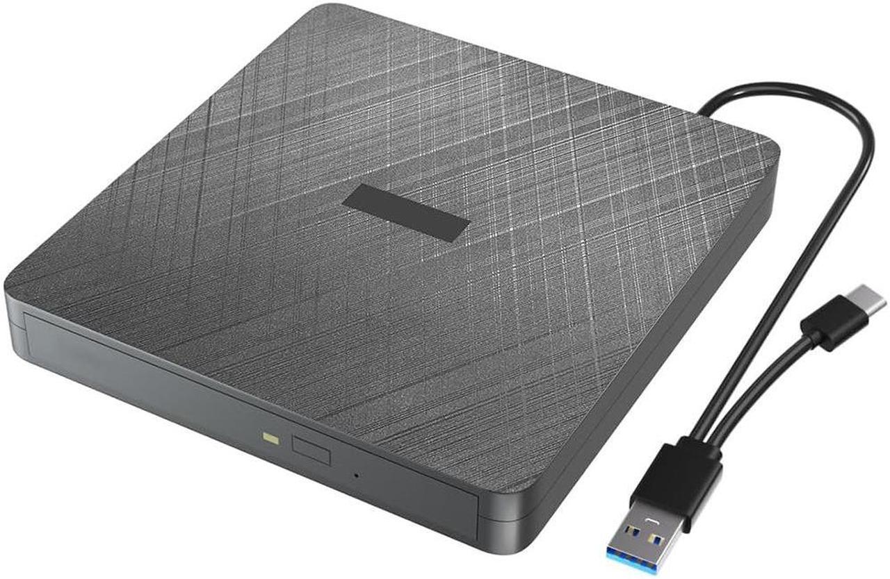 External CD DVD Drive, Portable DVD Player for Laptop, USB 3.0&Type C External CD/DVD Burner, CD ROM Optical USB DVD Drive External is Suitable for PC, Desktop, Windows 7/8/10/11, Mac OS and Linux