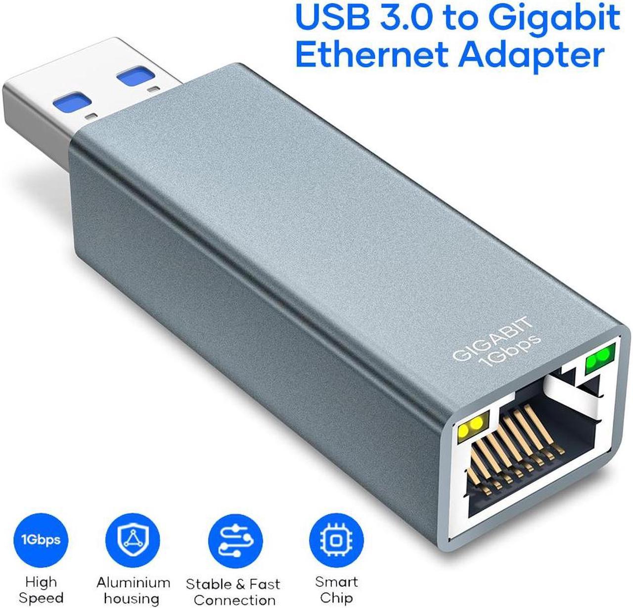 IHDAPP USB to Ethernet Adapter, USB 3.0 to 10/100/1000 Gigabit Wired LAN Network Adapter, RJ45 Internet Adapter Compatible with Mac-Book, Surface, Laptop PC with Windows 11/10/8.1/8/XP, macOS, Linux