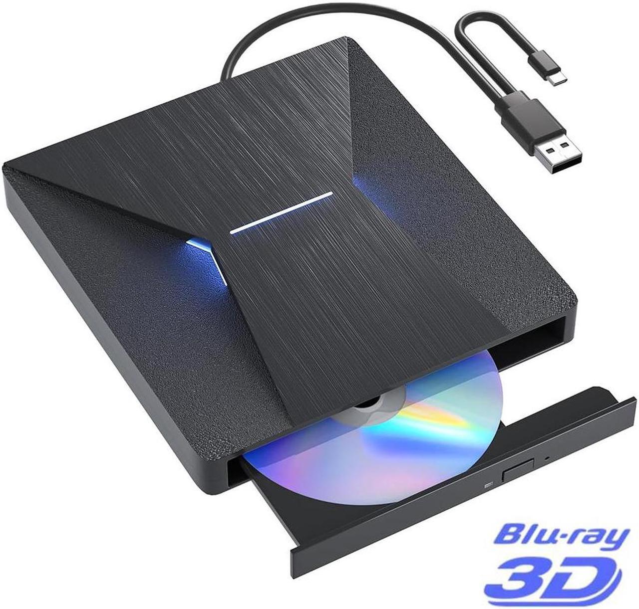 Main image of IHDAPP External Blu Ray Drive, USB 3.0 and Type-C External Blu-Ray CD DVD Drive, Blu-ray Reader 3D Slim Optical CD Drive CD/DVD Burner Optical Drive Compatible with Windows XP/7/8/10, Laptop, Desktop