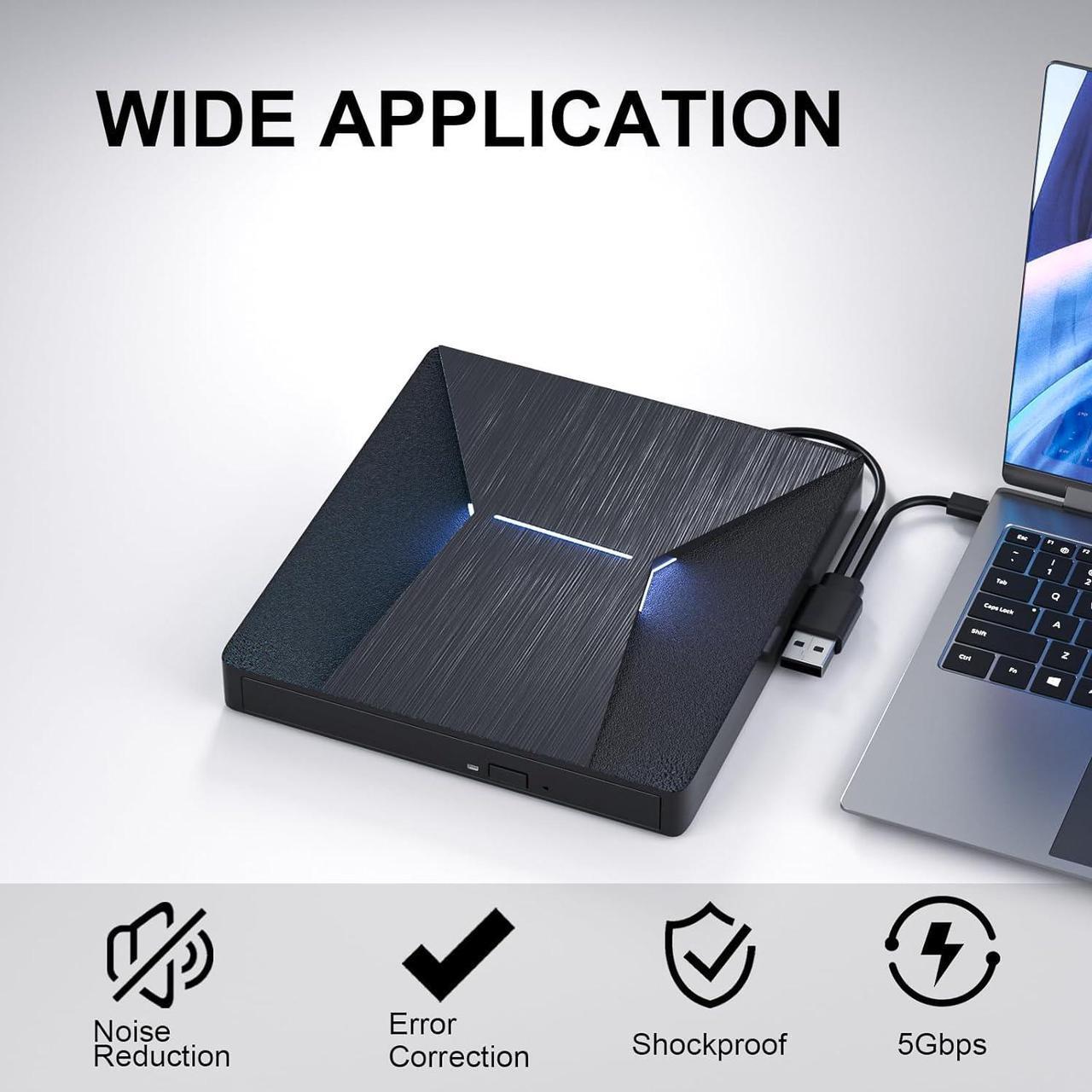 Alt view image 6 of 7 - IHDAPP External Blu Ray Drive, USB 3.0 and Type-C External Blu-Ray CD DVD Drive, Blu-ray Reader 3D Slim Optical CD Drive CD/DVD Burner Optical Drive Compatible with Windows XP/7/8/10, Laptop, Desktop