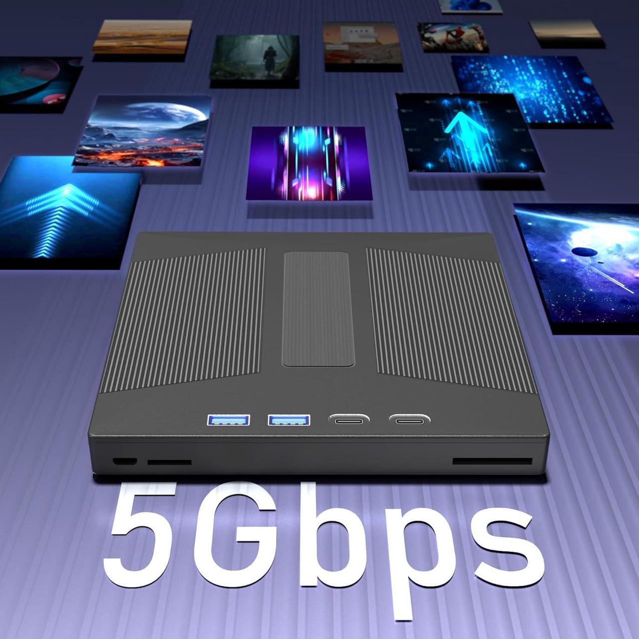 Alt view image 6 of 7 - IHDAPP External Blu Ray Drive, 7 IN 1 Portable Blu Ray Burner USB 3.0 Type-C Blu Ray Drive Support 100G Disc Read&Write External Bluray CD/DVD Drive Compatible with Windows MacOS Linux Laptop Desktop
