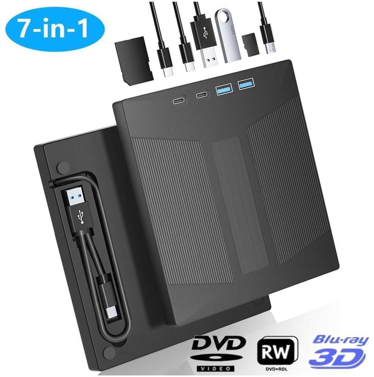 Main image of IHDAPP External Blu Ray Drive, 7 IN 1 Portable Blu Ray Burner USB 3.0 Type-C Blu Ray Drive Support 100G Disc Read&Write External Bluray CD/DVD Drive Compatible with Windows MacOS Linux Laptop Desktop