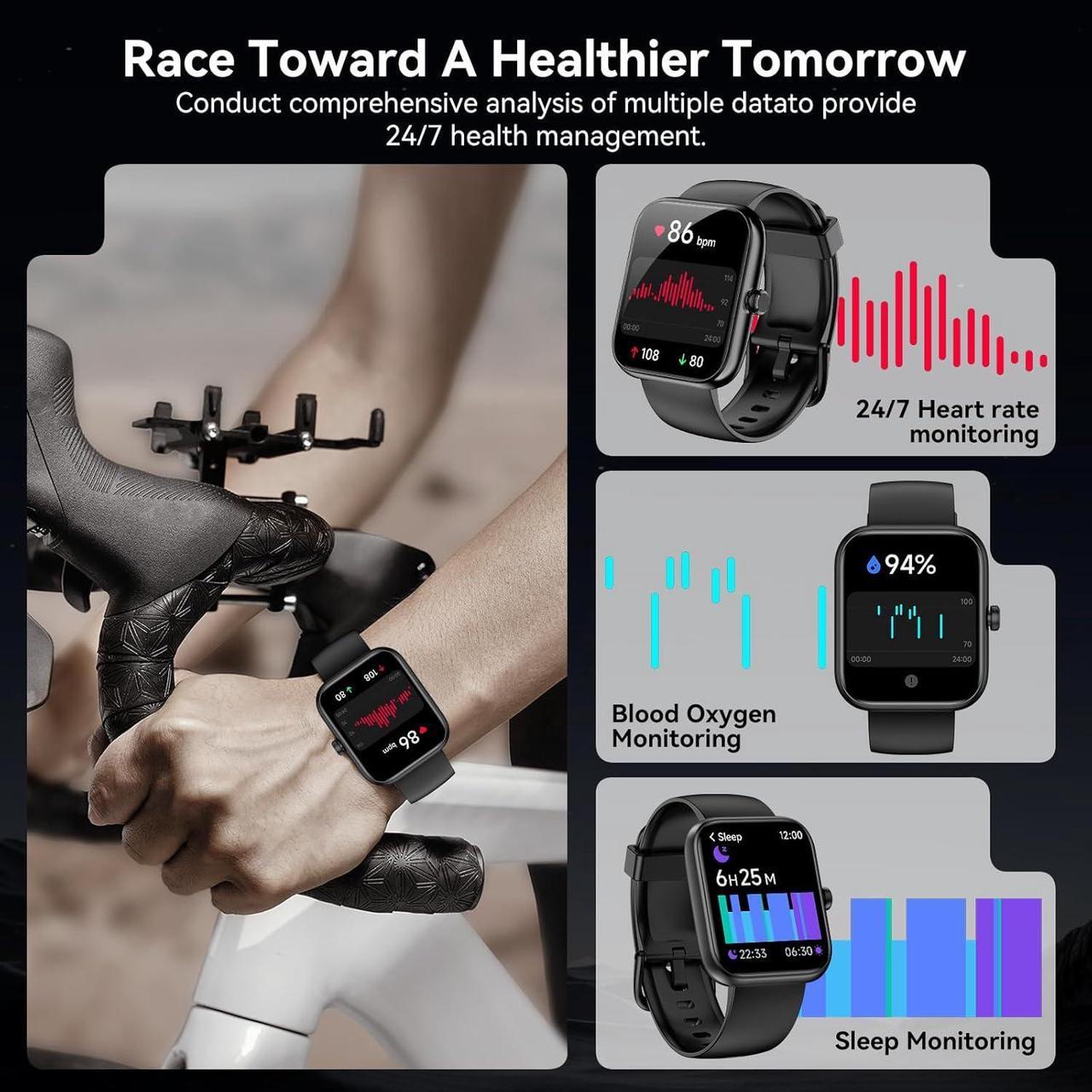 Alt view image 4 of 7 - IHDAPP Smart Watch with Alexa Built-in, 1.83'' Touchscreen with Call Function, IP68 Waterproof Fitness Tracker, 100+ Sport Modes, Heart Rate & Sleep Monitor, Pedometer, iOS/Android Compatible