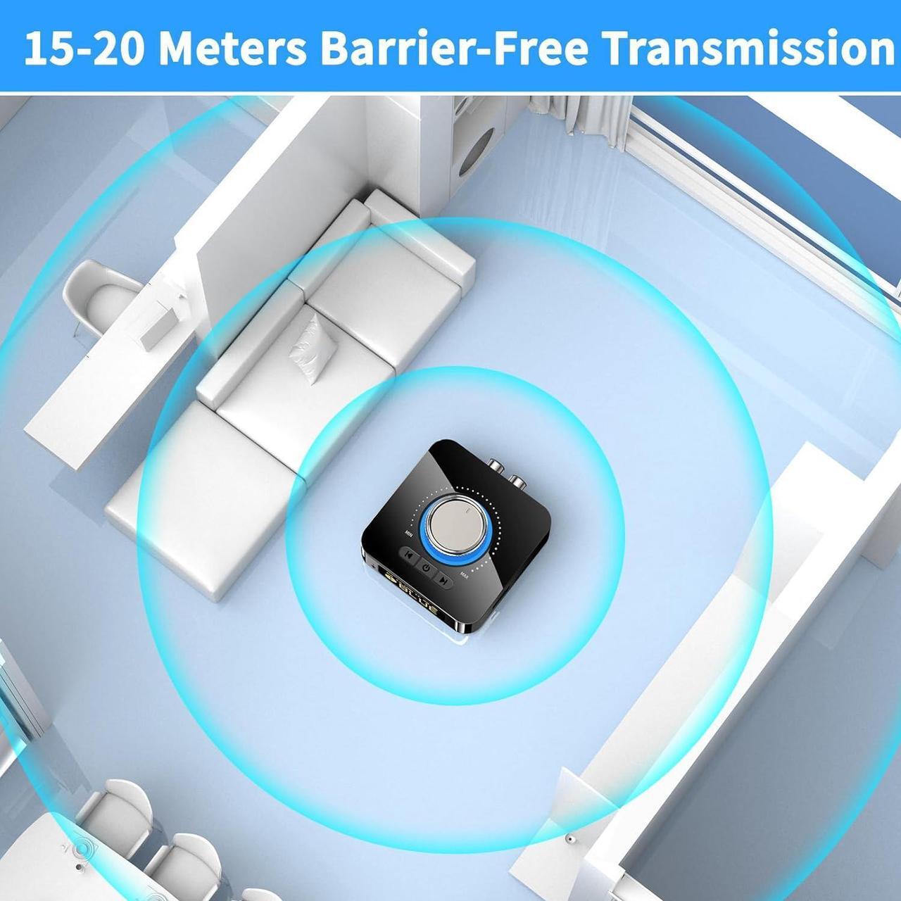 Alt view image 6 of 7 - IHDAPP Bluetooth 5.4 Receiver for HiFi, Wireless Audio Adapter with AUX 3.5mm/RCA Bluetooth Audio Receiver for PC/Mac/Smartphone/Tablet/AV Receiver, AptX HD, Dual Pairing