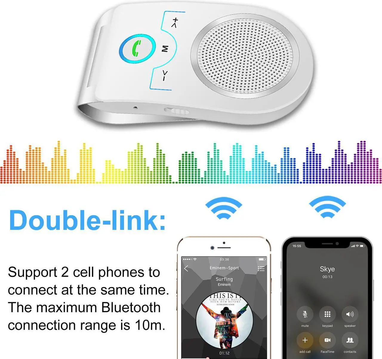 Alt view image 4 of 7 - Bluetooth Speakerphone Wireless Car Speaker, Aigital Upgraded Bluetooth 5.0 In-car Speaker for Cell Phone, Loud and Clear Sound for Hands-free Calling, GPS Navigation and Music