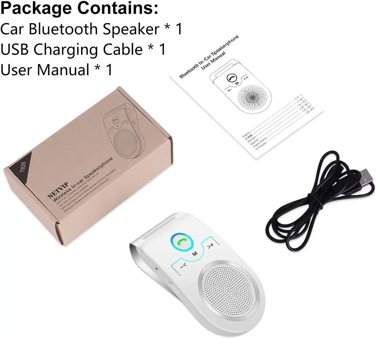 Alt view image 6 of 7 - Bluetooth Speakerphone Wireless Car Speaker, Aigital Upgraded Bluetooth 5.0 In-car Speaker for Cell Phone, Loud and Clear Sound for Hands-free Calling, GPS Navigation and Music