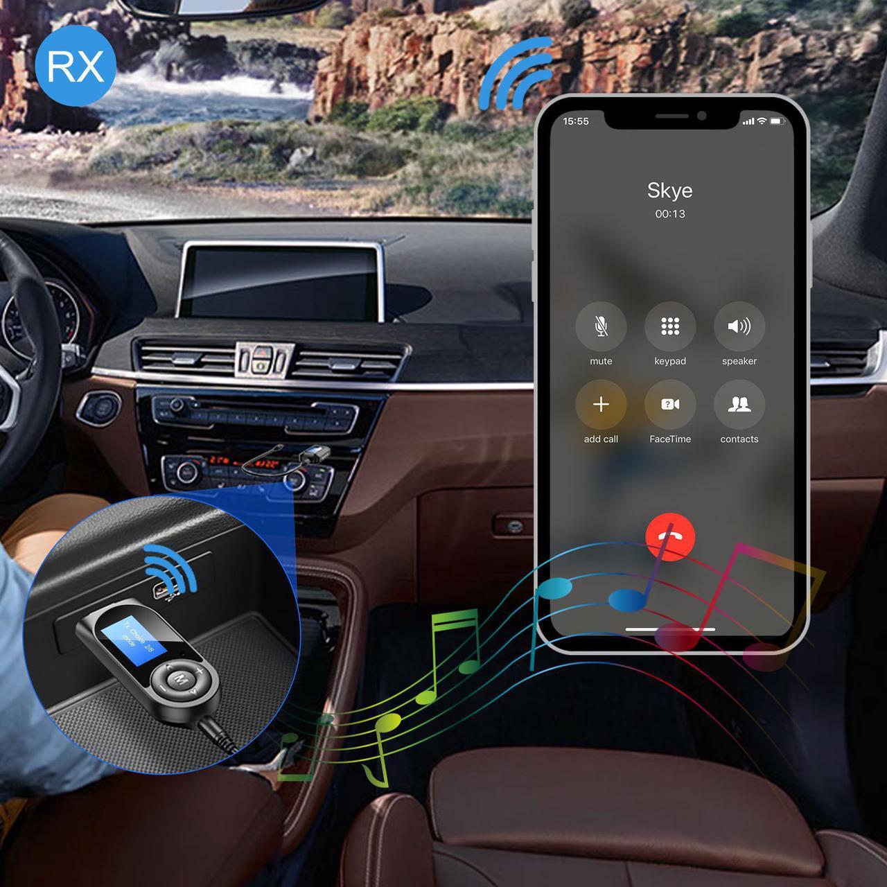 Alt view image 5 of 7 - Bluetooth Transmitter Receiver, Aigital 2-in-1 Visual Wireless Bluetooth 5.0 Audio Adapter with LCD Display USB Power AUX aptX HD & Low Latency Portable for TV, PC, Headphones, Home/Car