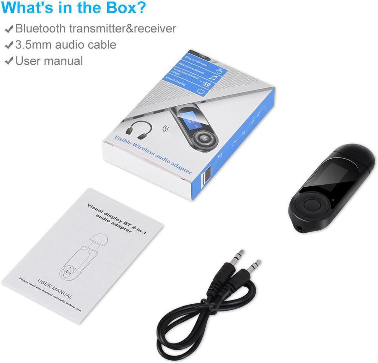 Alt view image 7 of 7 - Bluetooth Transmitter Receiver, Aigital 2-in-1 Visual Wireless Bluetooth 5.0 Audio Adapter with LCD Display USB Power AUX aptX HD & Low Latency Portable for TV, PC, Headphones, Home/Car