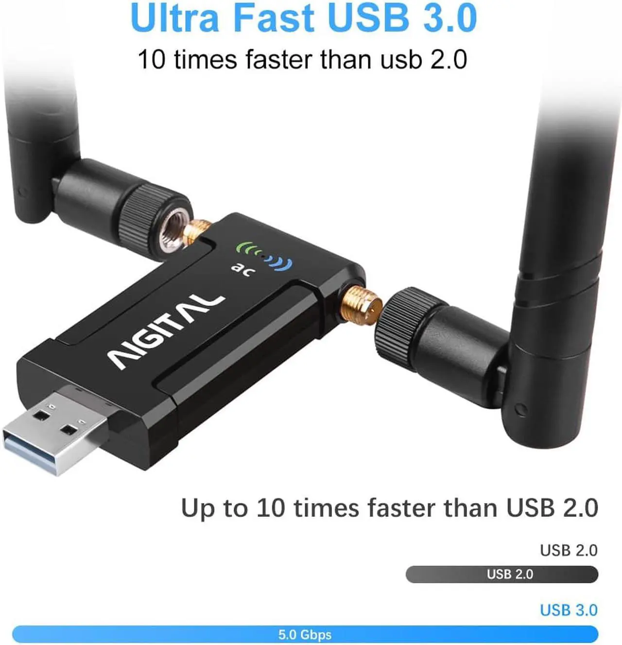 Alt view image 5 of 7 - 1200Mbps USB WiFi Adapter Wireless Network Adapter for Laptop/Computer/Notebook with Extension Cable and Base, Compatible with Windows 11/10/8/7/XP & Mac OS X