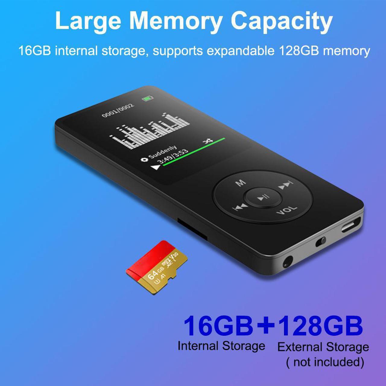 Alt view image 5 of 7 - MP3 Players, Portable 16GB MP3 Music Player with Speaker, HiFi Lossless Walkman Player for Sports/Relaxing, Video/FM Radio/Recording Multi-Functional Media Player with Earphones, Supports TF Card