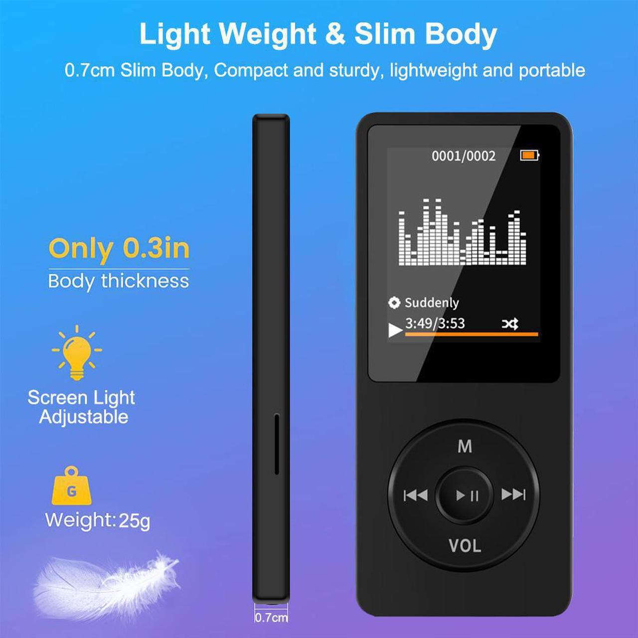 Alt view image 6 of 7 - MP3 Players, Portable 16GB MP3 Music Player with Speaker, HiFi Lossless Walkman Player for Sports/Relaxing, Video/FM Radio/Recording Multi-Functional Media Player with Earphones, Supports TF Card