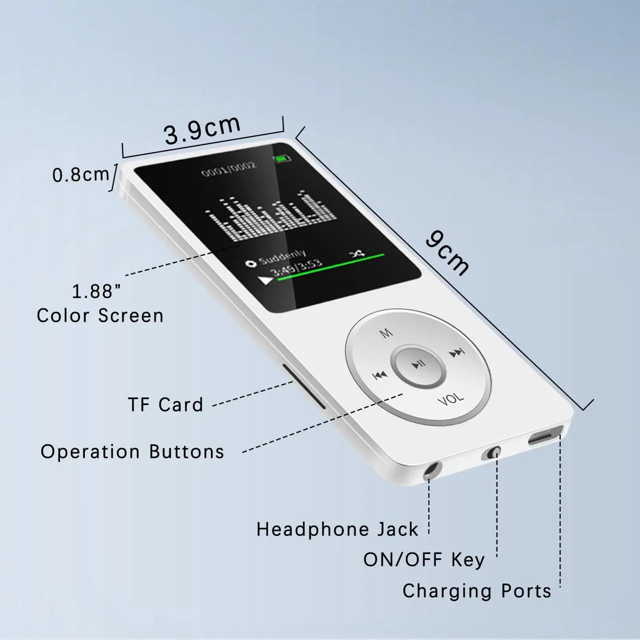 Alt view image 7 of 7 - 64GB MP3 Player with Bluetooth, MP4/MP3 Music Players with Speaker, Portable Multifunctional Media Player for Kids, MP4 Video, FM Radio, Recording, Alarm Clock Function - Earphones Included