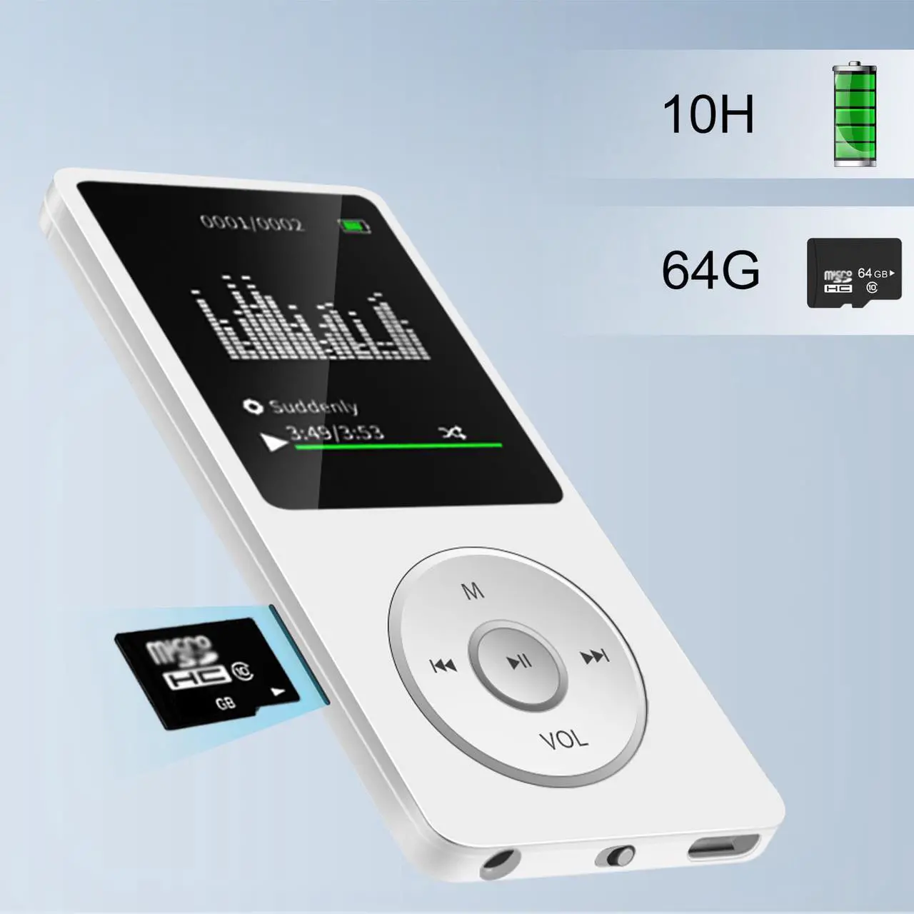 Alt view image 6 of 7 - 64GB MP3 Player with Bluetooth, MP4/MP3 Music Players with Speaker, Portable Multifunctional Media Player for Kids, MP4 Video, FM Radio, Recording, Alarm Clock Function - Earphones Included