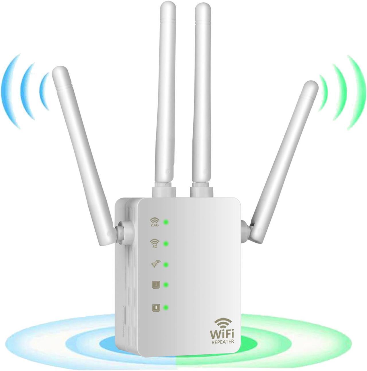 Main image of WiFi Extender, Aigital 1200Mbps WiFi Range Extender Signal Booster for Home, Covers up to 3000 Sq.ft and 35 Devices, 5GHz&2.4GHz Dual Band Wireless Repeater with Ethernet Ports, Setup Easily