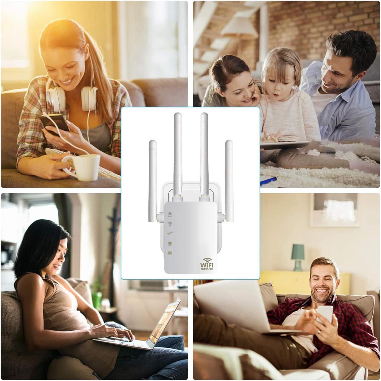 Alt view image 6 of 7 - WiFi Extender, Aigital 1200Mbps WiFi Range Extender Signal Booster for Home, Covers up to 3000 Sq.ft and 35 Devices, 5GHz&2.4GHz Dual Band Wireless Repeater with Ethernet Ports, Setup Easily