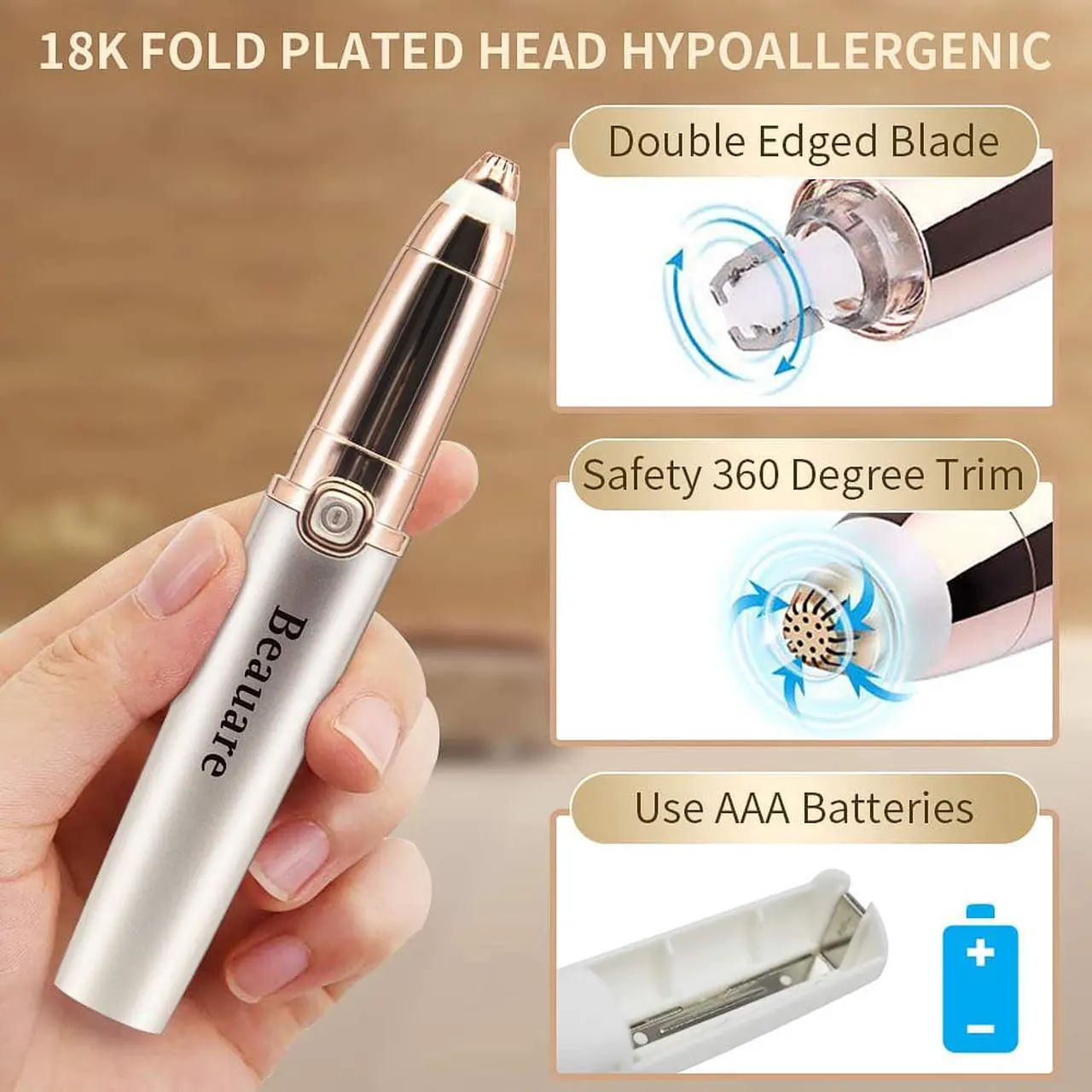 Alt view image 5 of 7 - Eyebrow Trimmer Epilator Eyebrow Hair Remover Painless for Face Lips Facial Portable Eyebrow Razor with Light for Women Men