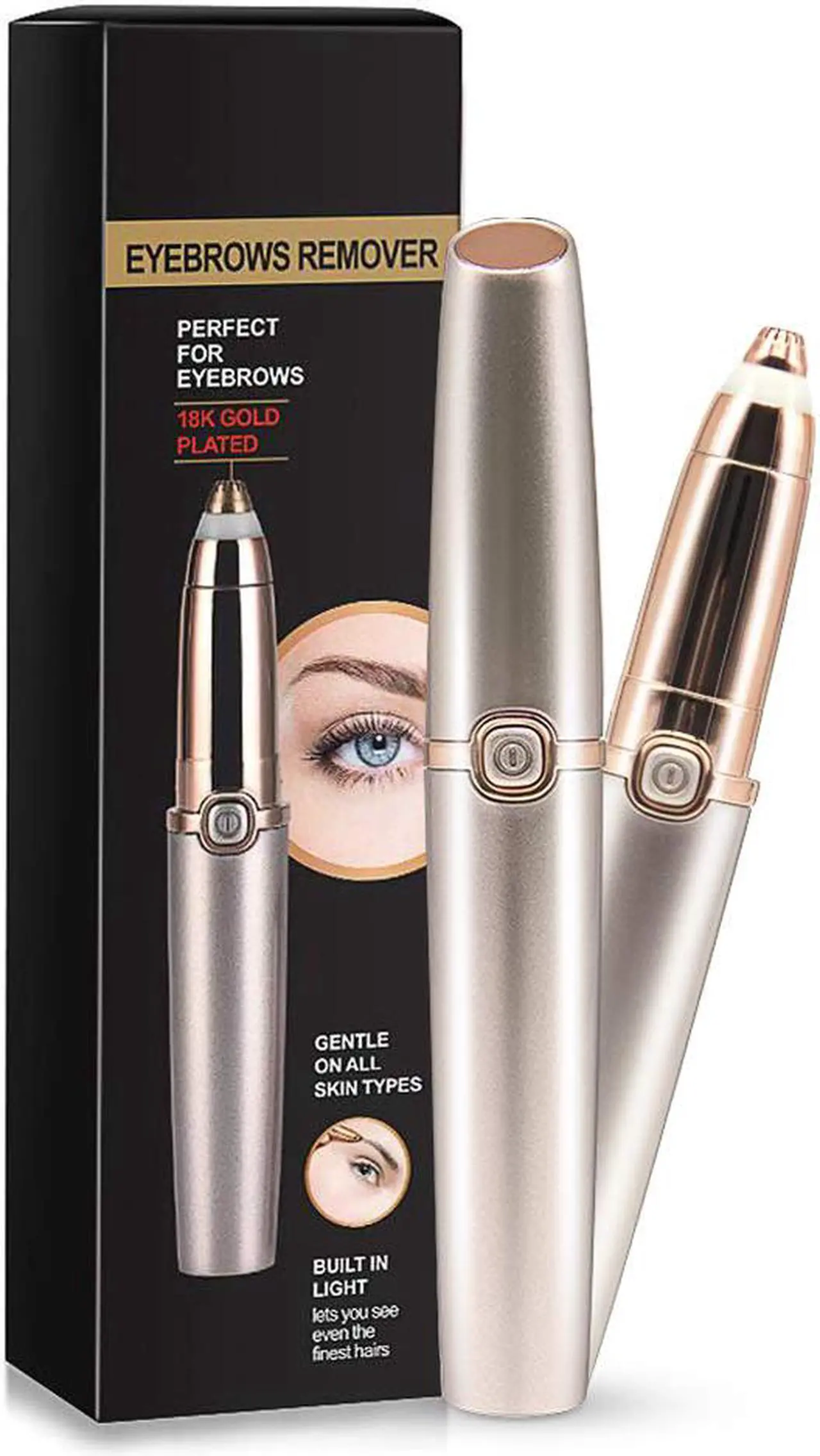 Main image of Eyebrow Trimmer Epilator Eyebrow Hair Remover Painless for Face Lips Facial Portable Eyebrow Razor with Light for Women Men