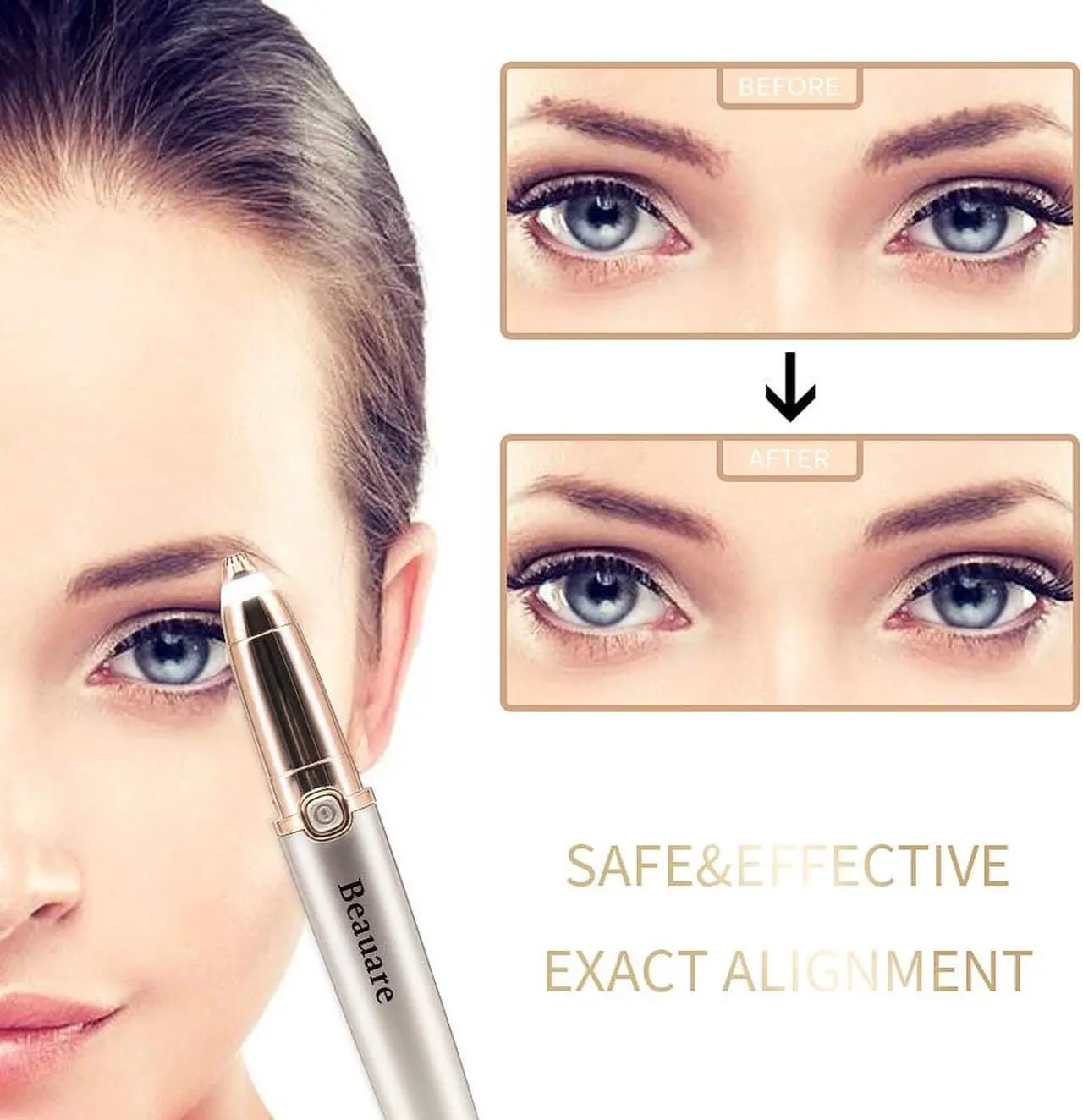 Alt view image 7 of 7 - Eyebrow Trimmer Epilator Eyebrow Hair Remover Painless for Face Lips Facial Portable Eyebrow Razor with Light for Women Men