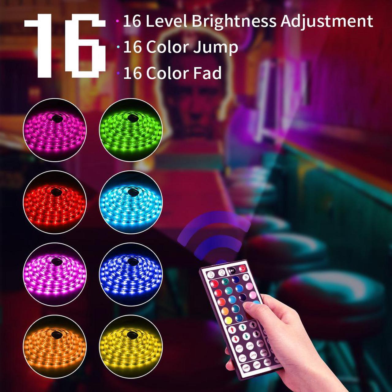 Alt view image 5 of 7 - LED Strip Lights, 16.4ft RGB LED Light Strip 5050 LED Tape Lights, Color Changing LED Strip Lights with Remote for Home Lighting Kitchen Bed Flexible Strip Lights for Bar Home Decoration