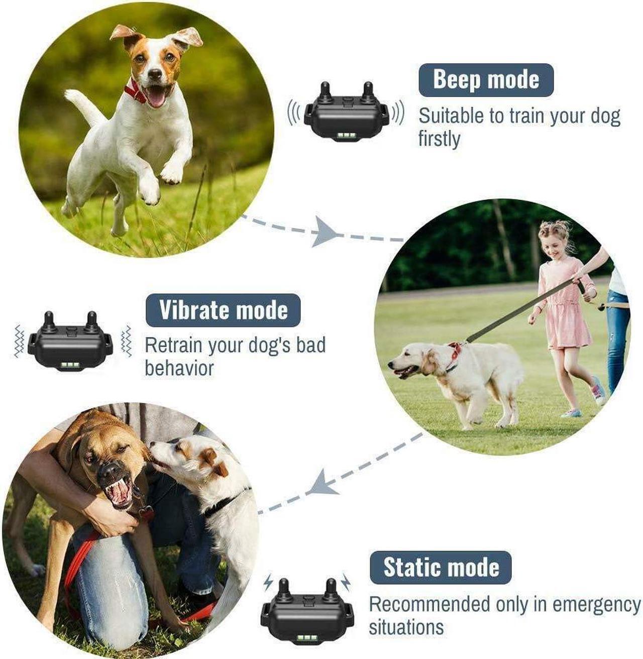 Alt view image 5 of 6 - Dog Training Collar - Rechargeable Remote Dog Shock Collars for Small, Medium, Large Dogs with 3 Corrective Remote Training Modes, Shock, Vibration, Beep, 100% Waterproof E-Collar Trainer