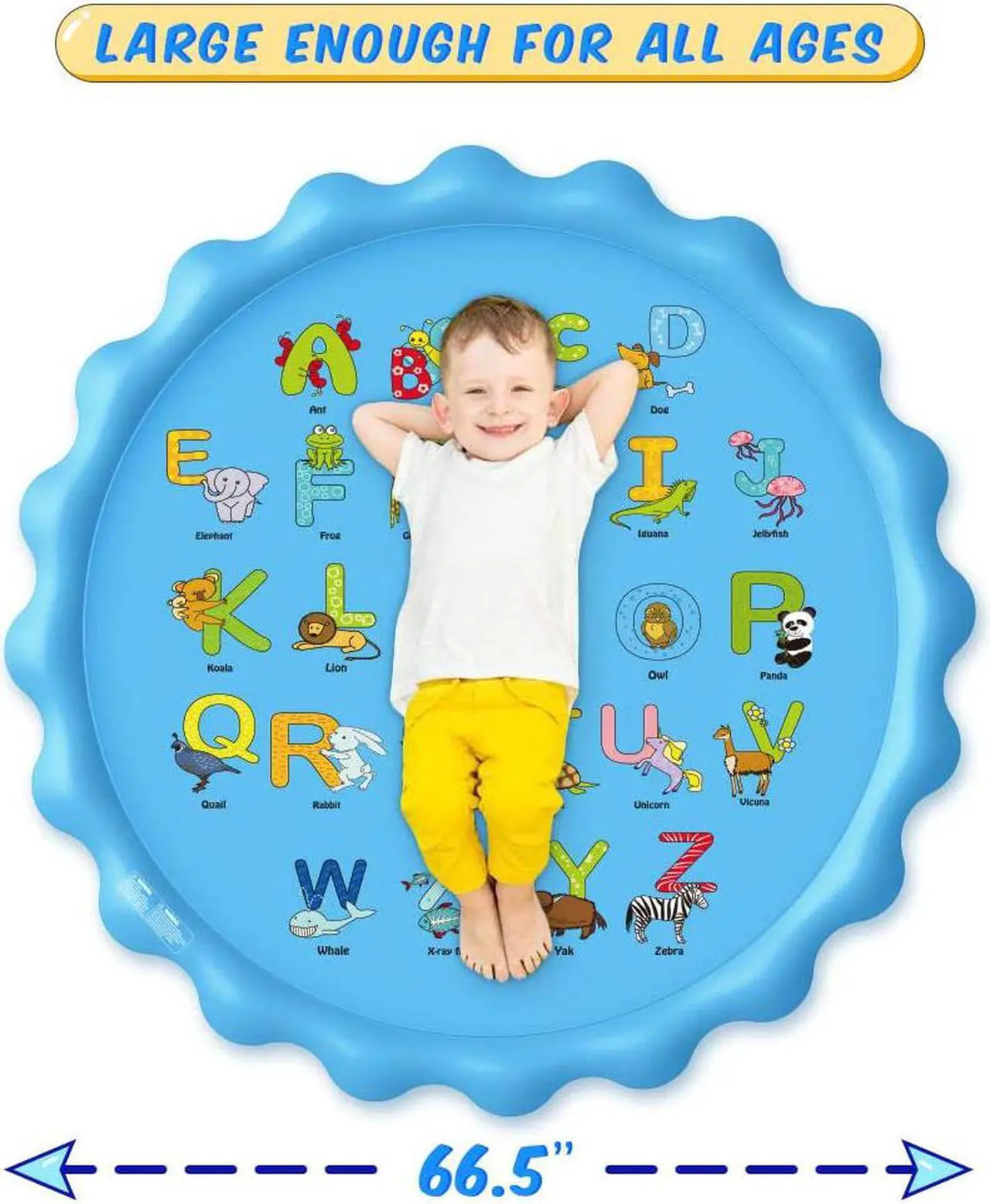 Alt view image 6 of 7 - Sprinkle & Splash Play Mat 67" Sprinkler for Kids Outdoor Inflatable Water Toys Fun for 1 2 3 4 5 6 7 8 Years Old Toddlers Boys Girls Children Summer Party Sprinkler Pool