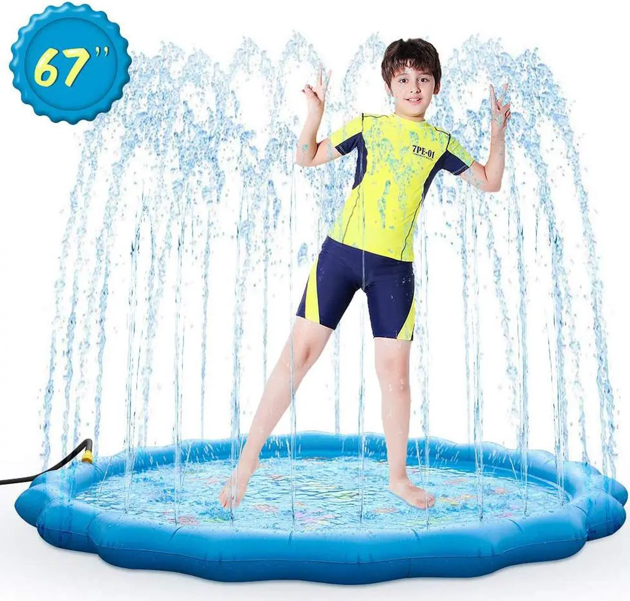 Main image of Sprinkle & Splash Play Mat 67" Sprinkler for Kids Outdoor Inflatable Water Toys Fun for 1 2 3 4 5 6 7 8 Years Old Toddlers Boys Girls Children Summer Party Sprinkler Pool
