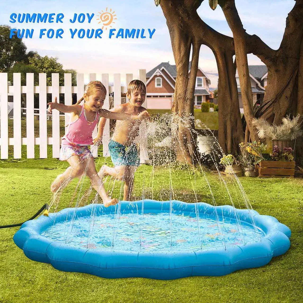 Alt view image 2 of 7 - Sprinkle & Splash Play Mat 67" Sprinkler for Kids Outdoor Inflatable Water Toys Fun for 1 2 3 4 5 6 7 8 Years Old Toddlers Boys Girls Children Summer Party Sprinkler Pool