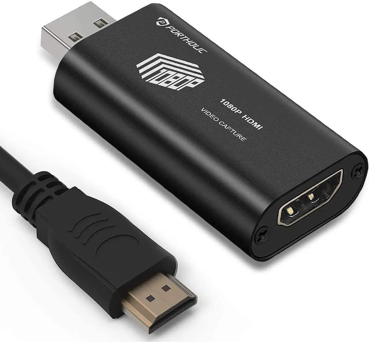 Main image of PORTHOLIC Audio Video Capture Cards with 5ft High Speed HDMI Cable, HDMI to USB 2.0 Capture - High Definition 1080p 30fps - for Gaming, Streaming, Broadcasting, Video Conference or Teaching