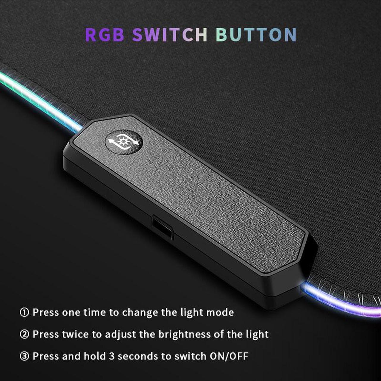 Alt view image 2 of 6 - TROPRO RGB Gaming Mouse Pad, LED Soft Extra Extended Large Mice Pad, Anti-Slip Rubber Base, Computer Keyboard Mouse Mat - 31.5 X 12 Inch
