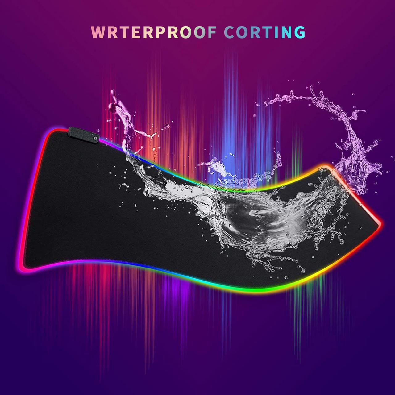 Alt view image 4 of 6 - TROPRO RGB Gaming Mouse Pad, LED Soft Extra Extended Large Mice Pad, Anti-Slip Rubber Base, Computer Keyboard Mouse Mat - 31.5 X 12 Inch