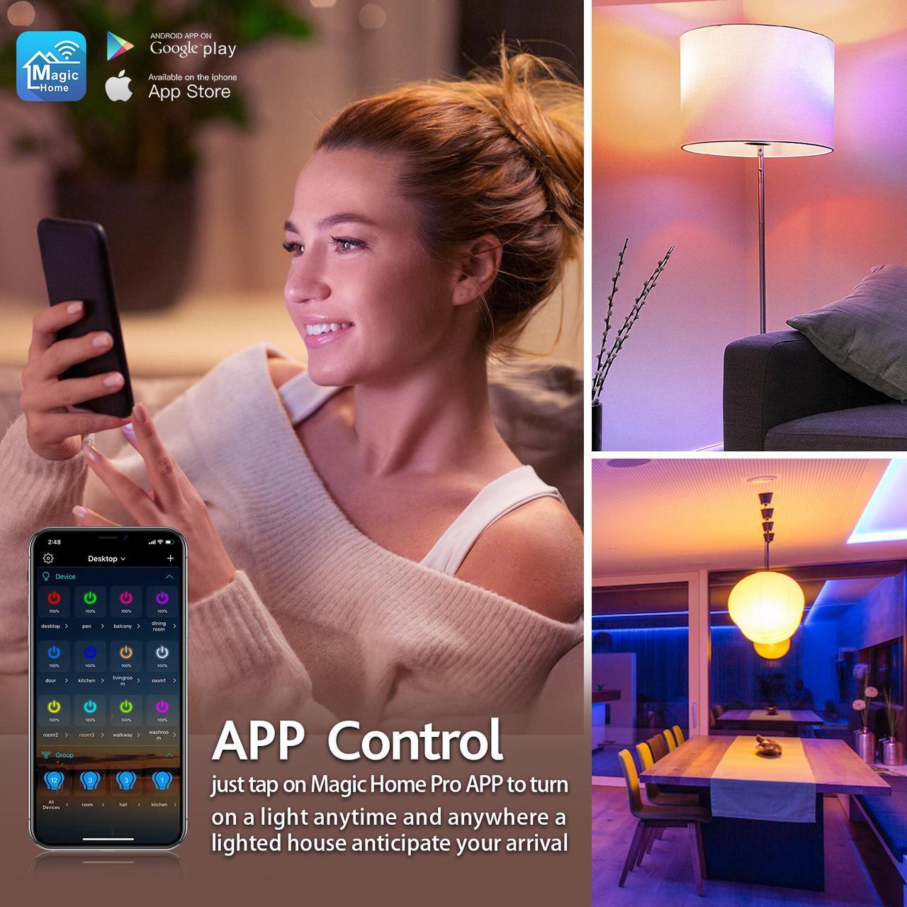 Alt view image 4 of 7 - Alexa Smart Light Bulbs,TROPROs LED RGBCW Color Changing,85W Equivalent E26 9W WiFi Led Bulb , Work with Google Home Amazon Echo, 2.4Ghz WiFi Only, No Hub Required 4 Pack