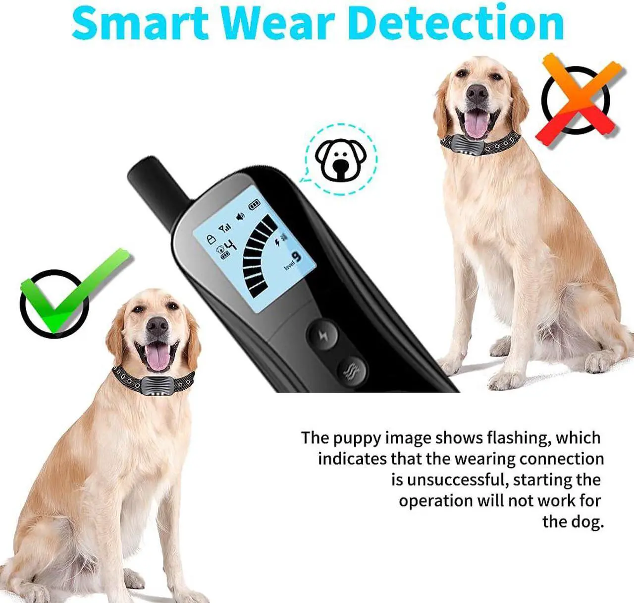 Alt view image 4 of 7 - Dog Training Collar, Rechargeable Shock Collar for Dogs with 3000ft Remote Range IP65 Waterproof Shock Collar w/3 Safe Training Modes, Beep, Vibration and Shock, Dog Collar for Small Medium Large Dogs