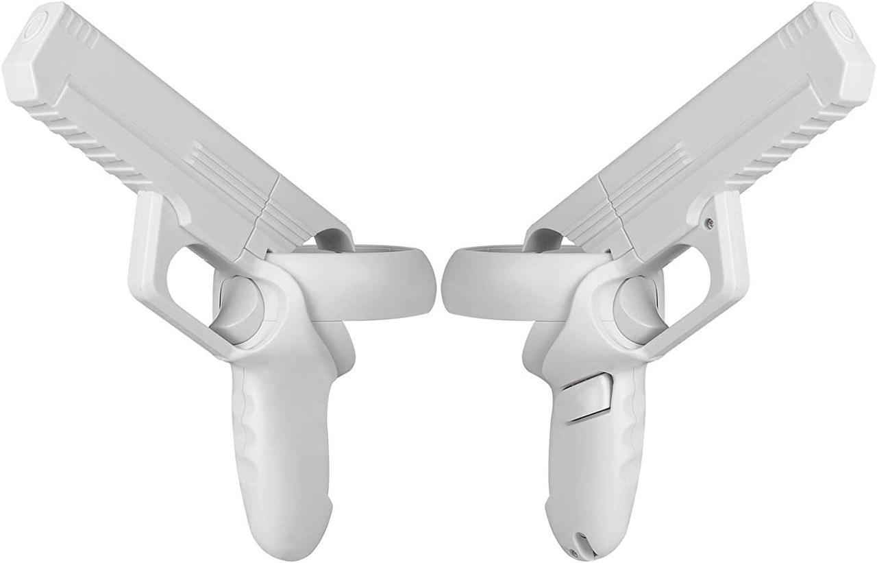 TROPRO Pistol Grip for Oculus Quest 2 Controllers VR, Oculus 2 Gun Stock Accessories, Enhanced Shooting Gaming Experience, Best Gunstock,Compatible For Pistol Whip Operation (White)