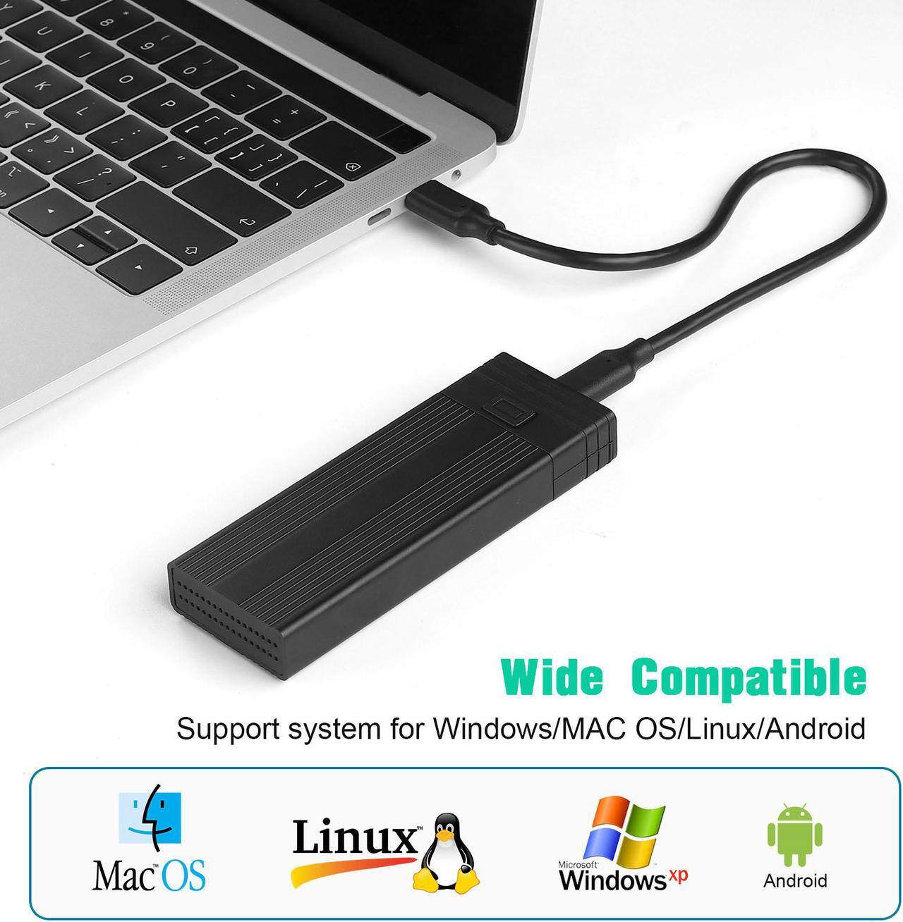 Alt view image 7 of 7 - M.2 NVME SATA SSD Enclosure Adapter Tool-Free, RTL9210B Chips, USB C 3.1 Gen 2 10Gbps NVME, 6Gbps SATA PCIe M-Key(B+M Key) with 2 USB Ports, SD/TF Card Reader