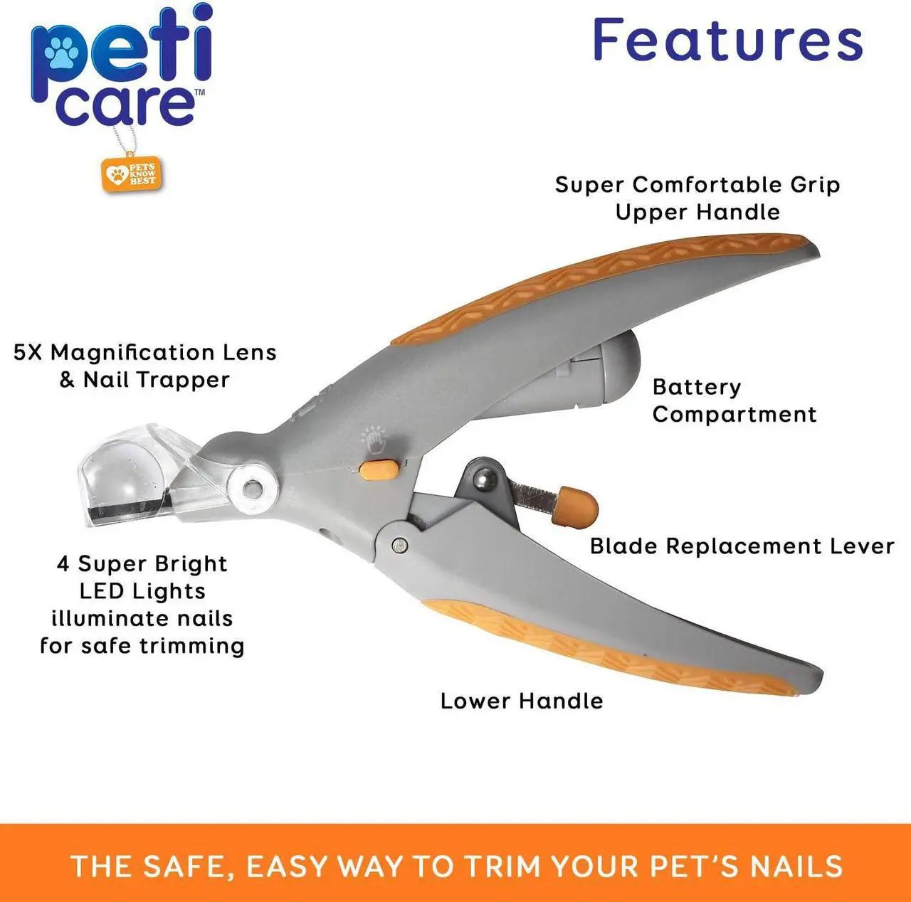 Alt view image 2 of 6 - LED Light Pet Nail Clipper- Great for Trimming Cats & Dogs Nails & Claws, 5X Magnification That Doubles as a Nail Trapper, Quick-Clip, Steal Blades with REPLACMENT BLADES