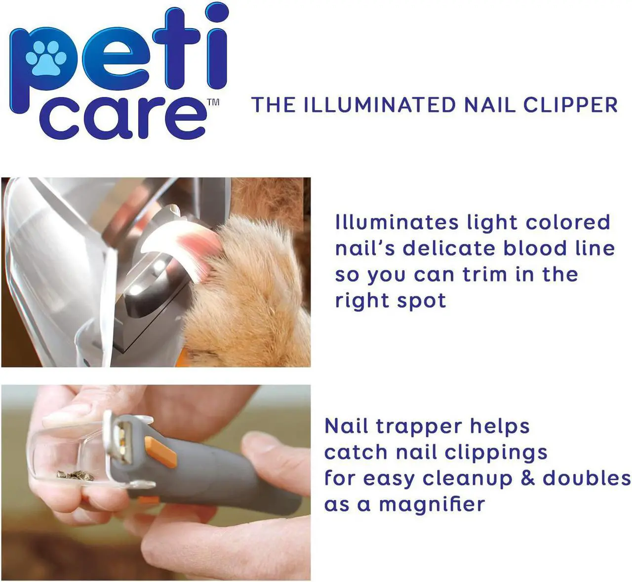 Alt view image 3 of 6 - LED Light Pet Nail Clipper- Great for Trimming Cats & Dogs Nails & Claws, 5X Magnification That Doubles as a Nail Trapper, Quick-Clip, Steal Blades with REPLACMENT BLADES