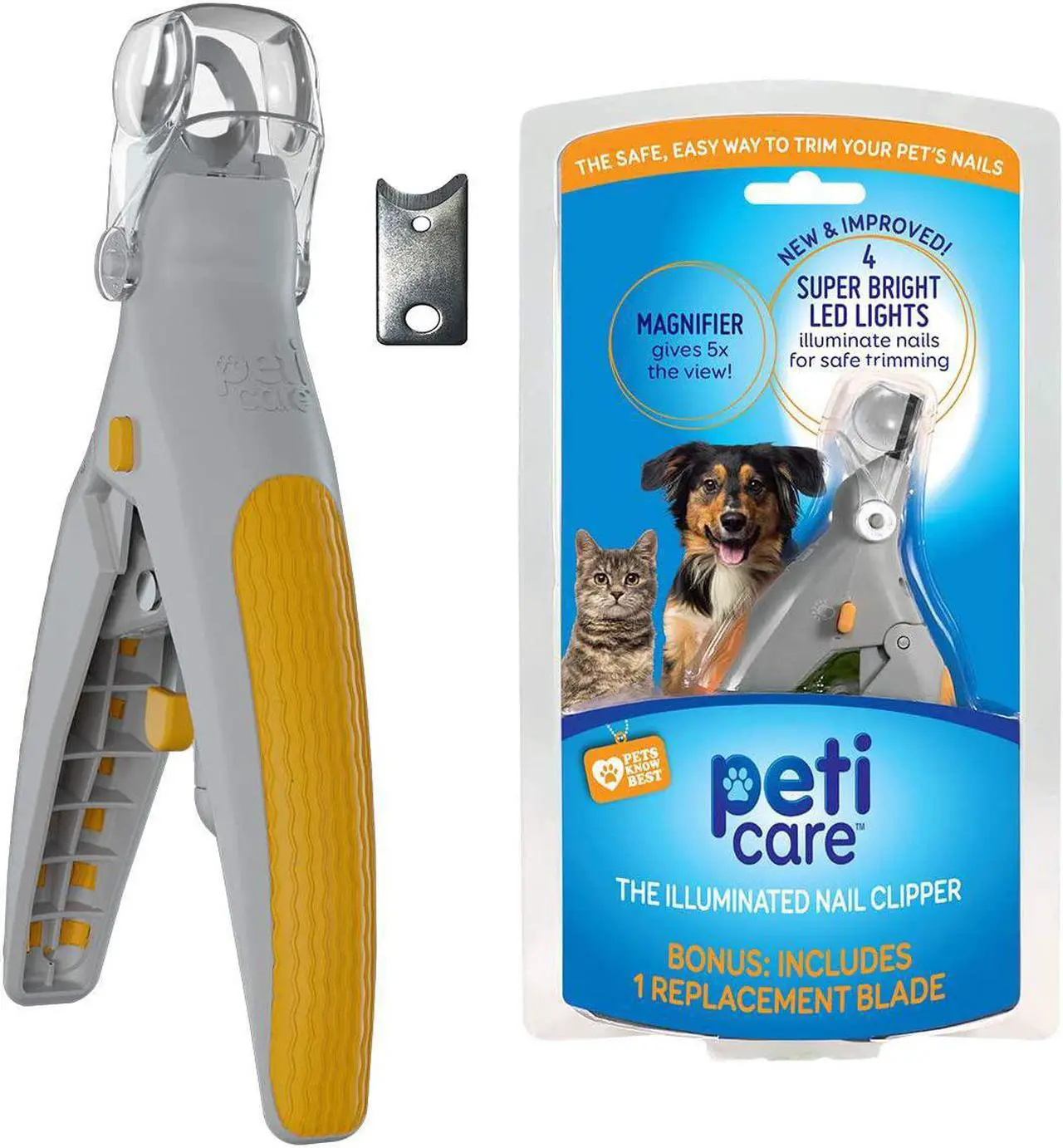 Main image of LED Light Pet Nail Clipper- Great for Trimming Cats & Dogs Nails & Claws, 5X Magnification That Doubles as a Nail Trapper, Quick-Clip, Steal Blades with REPLACMENT BLADES