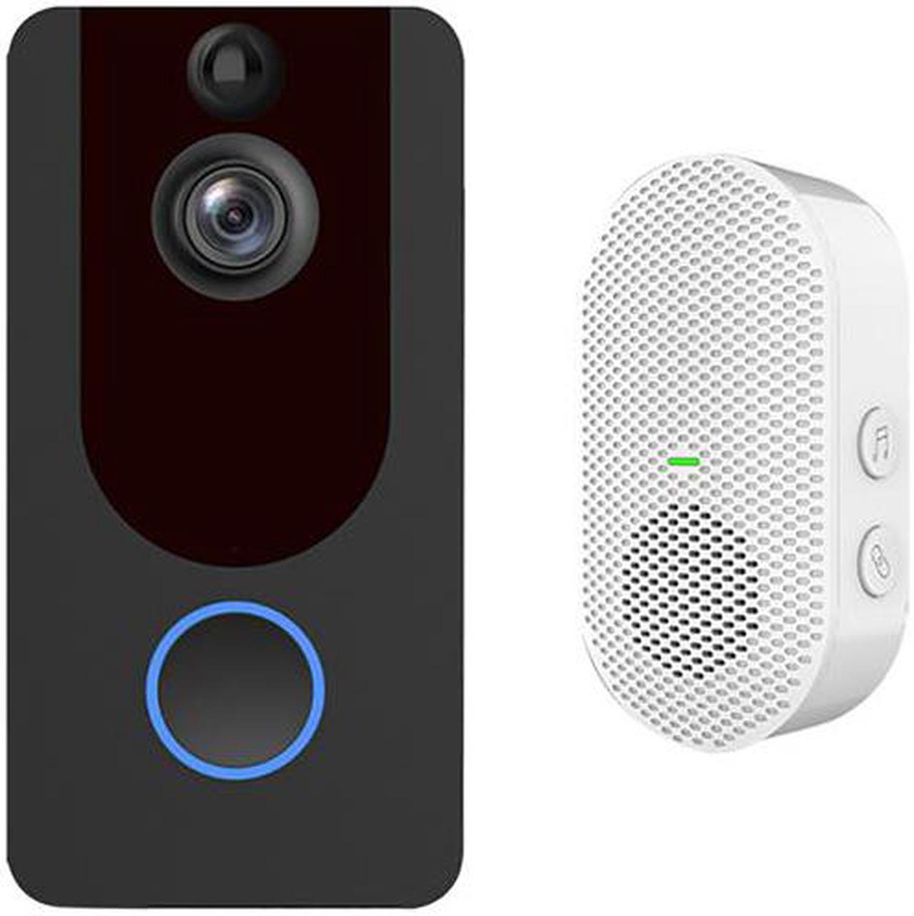 Wireless Doorbell Camera 1080P Video Doorbell Camera WiFi Home Security Doorbell with Chime, PIR Motion Detection, 2-Way Audio, Night Vision, Cloud Storage, 166° Wide Angle, IP65 Weatherproof