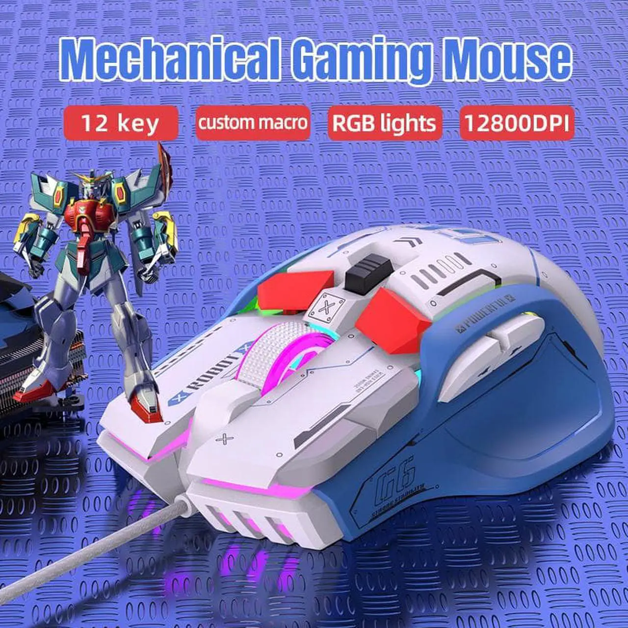 Alt view image 4 of 6 - RGB Gaming Mouse Backlit Wired Ergonomic 10 Button Programmable Mouse ,UP to 12800 DPI, RGB,10 Programmable Buttons