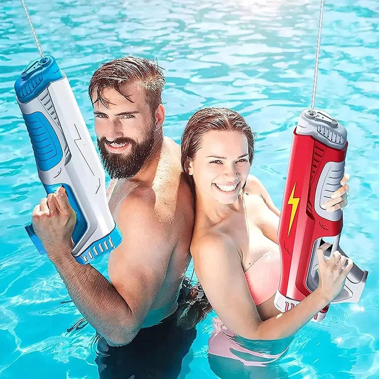Alt view image 6 of 7 - Electric Water Gun, 500CC High Capacity High Pressure Squirt Guns for Adults and Kid, Automatic Induction Water Absorption, Range up to 32 FT, Summer Toys for Pool Party Beach Outdoor Activities