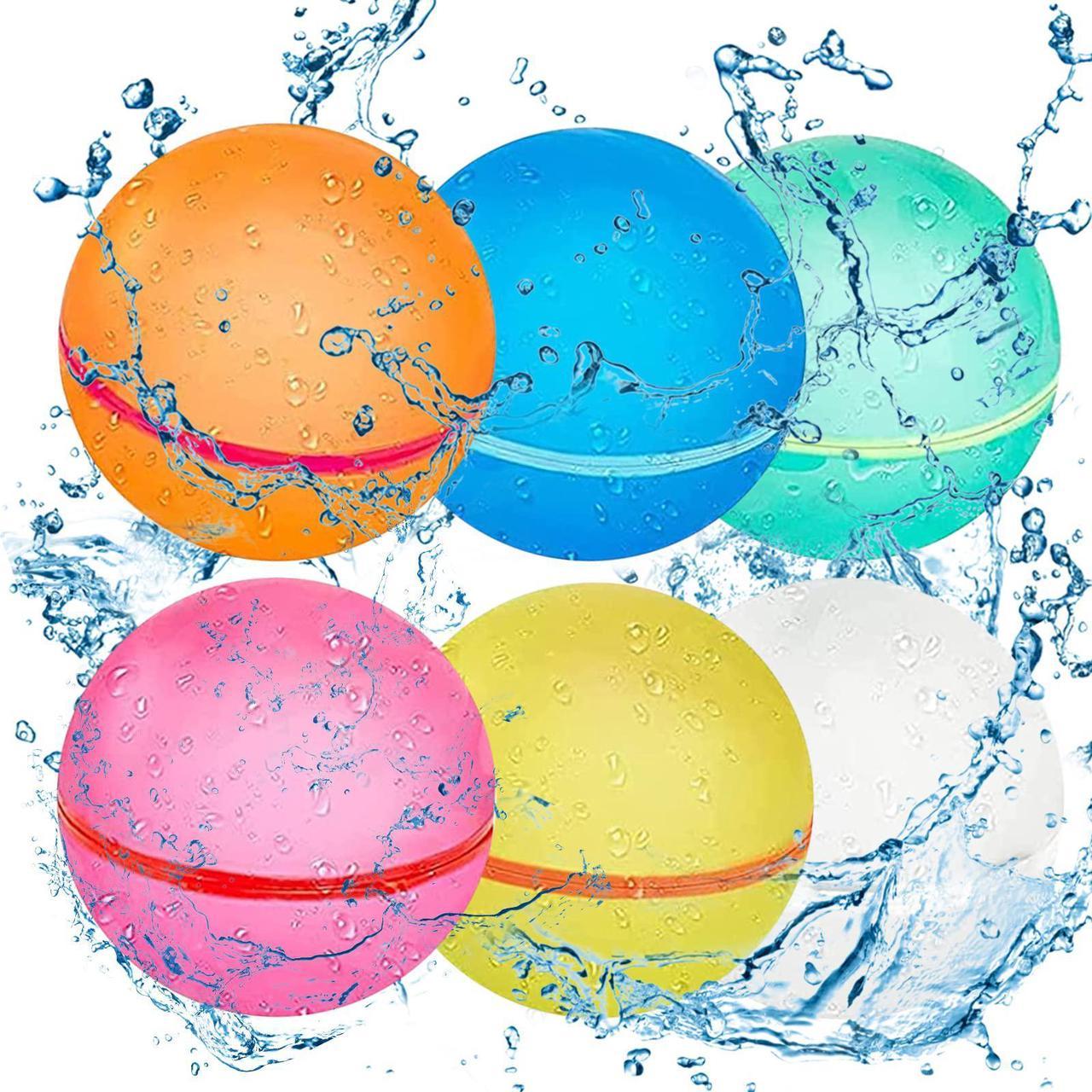 Reusable water balls, Magnetic adsorption water balls for Kids Boys & Girls, Silicone magnetic adsorption water balls, Water game toys for outdoor activities (6 pieces, random colors)