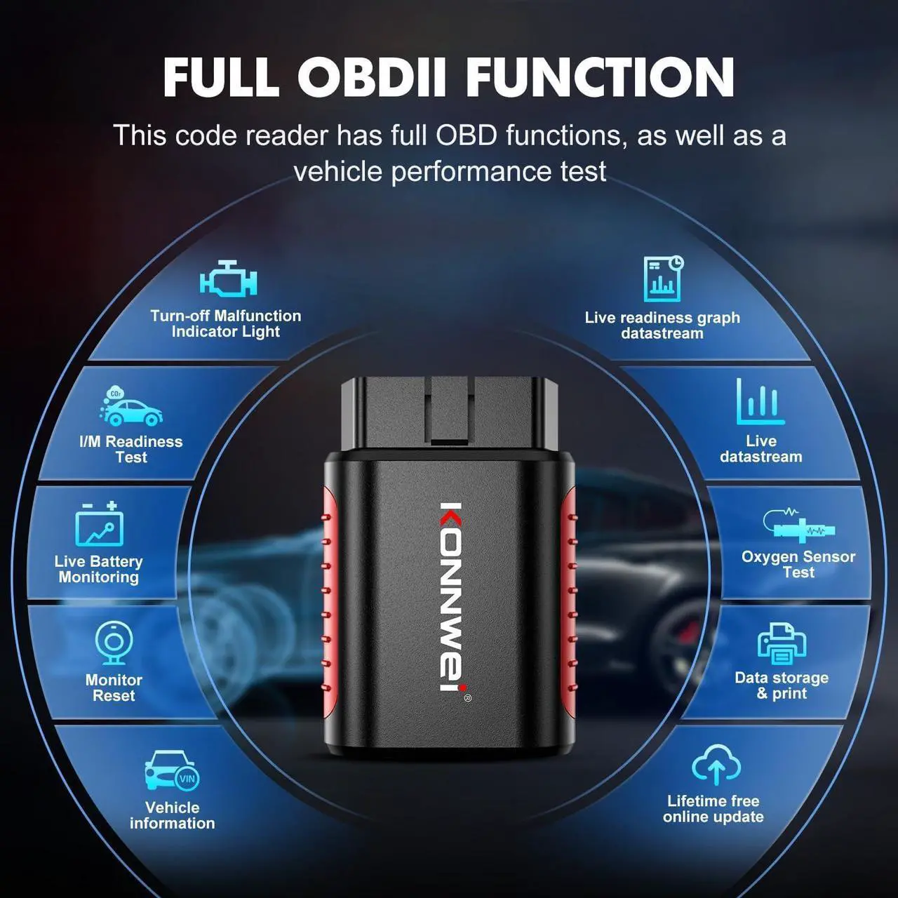 Alt view image 4 of 7 - OBD2 Bluetooth Scanner Code Reader Reset for iOS Android, Auto Car Diagnostic Scan Tool OBDII Adapter and App Check Clear Engine Light for VW/Audi/BMW/Ford/SEAT/Skoda/Nissan/Jaguar/Toyota/Lexus/Mini