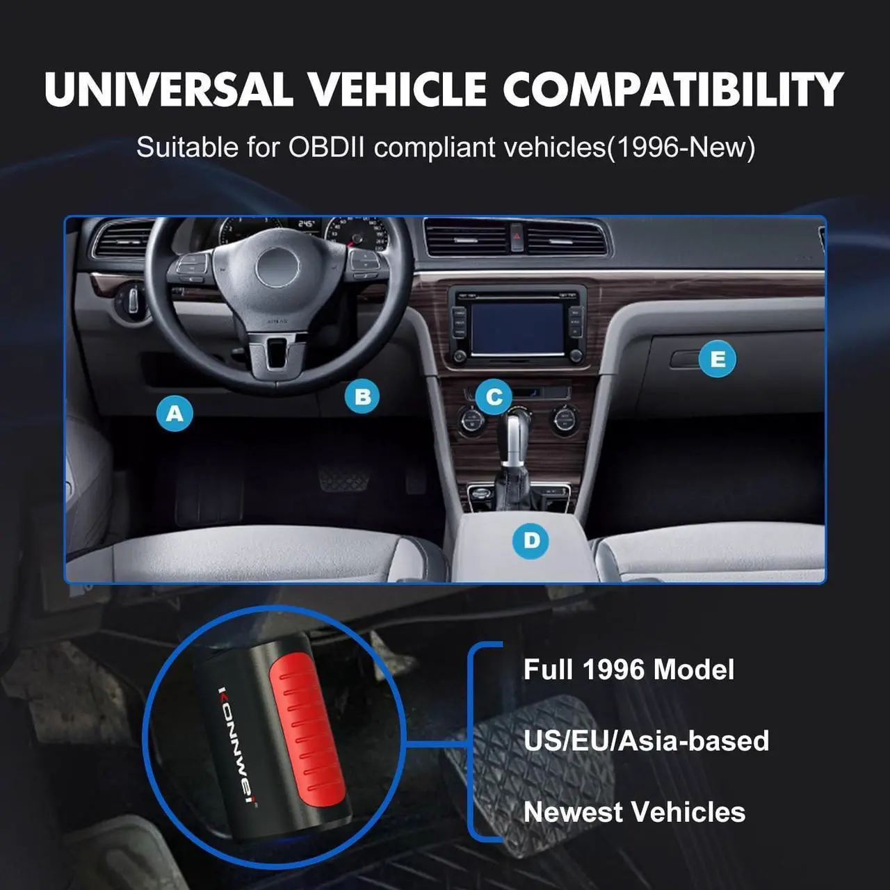 Alt view image 6 of 7 - OBD2 Bluetooth Scanner Code Reader Reset for iOS Android, Auto Car Diagnostic Scan Tool OBDII Adapter and App Check Clear Engine Light for VW/Audi/BMW/Ford/SEAT/Skoda/Nissan/Jaguar/Toyota/Lexus/Mini