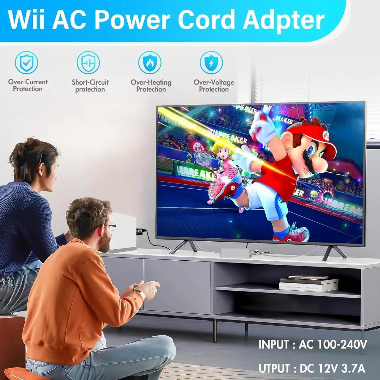 Alt view image 5 of 6 - 4 in 1 Wii Replacement Cables Set, PORTHOLIC Wii AC Power Adapter + Wii to hdmi Converter+ Wired Motion Sensor Bar and Composite Audio Video Cable for Nintendo Wii