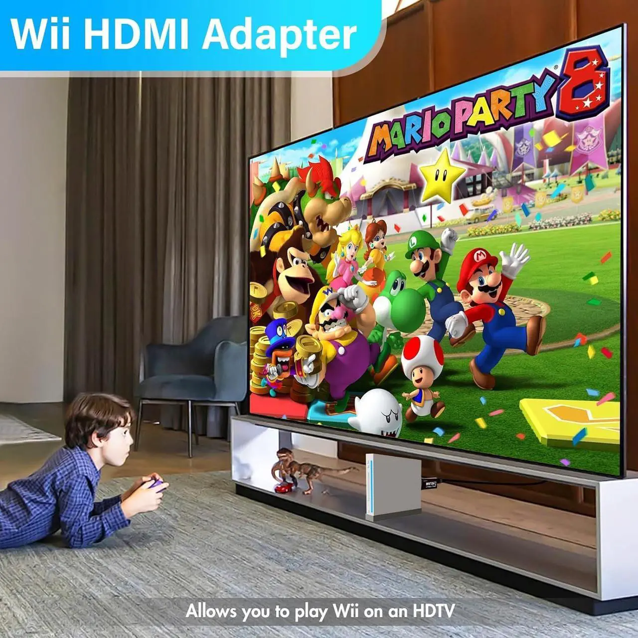 Alt view image 4 of 6 - 4 in 1 Wii Replacement Cables Set, PORTHOLIC Wii AC Power Adapter + Wii to hdmi Converter+ Wired Motion Sensor Bar and Composite Audio Video Cable for Nintendo Wii