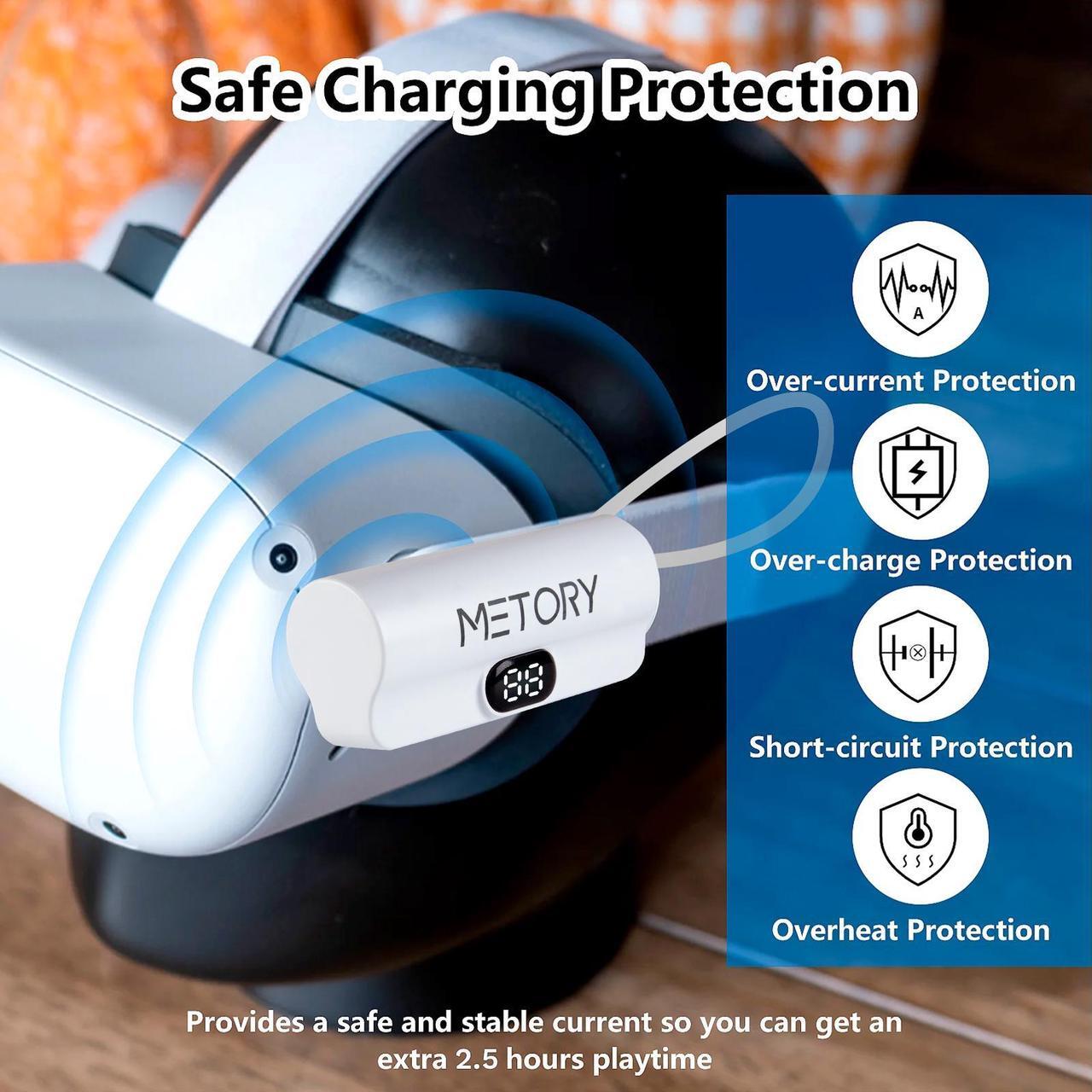 Alt view image 6 of 7 - Power Bank Battery Pack Compatible with Oculus/Meta Quest 1/2/3, 5000mAh Fast Charging and Lightweight Extended Battery for Extra 2.5 Hours Playtime (With 90 Degree Adapter)