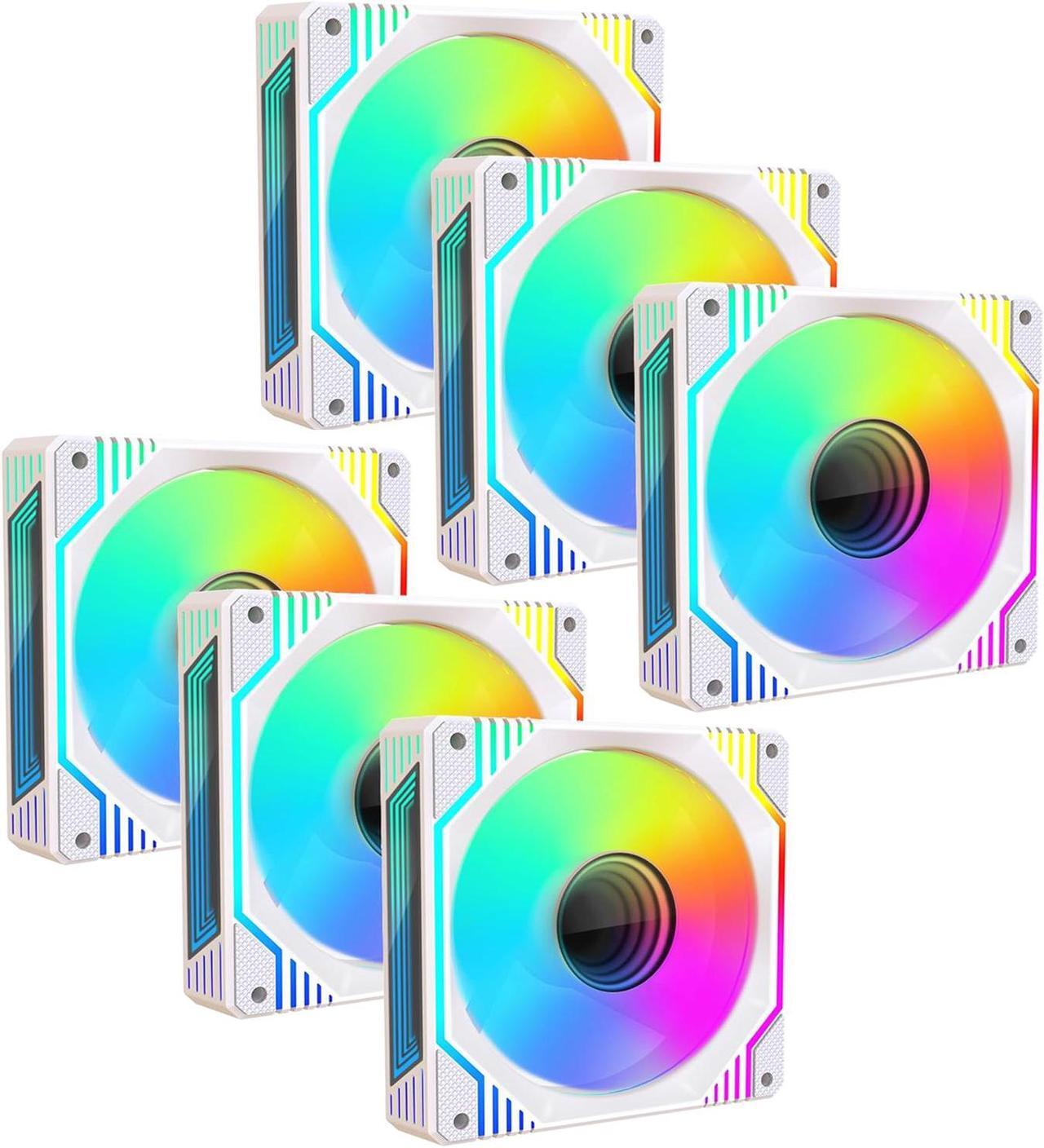 Main image of 120mm Infinity Mirror ARGB Fan 5V 3Pin Addressable RGB PWM PC Computer CPU Case Cooling Fan 600-1800RPM White 6-Pack