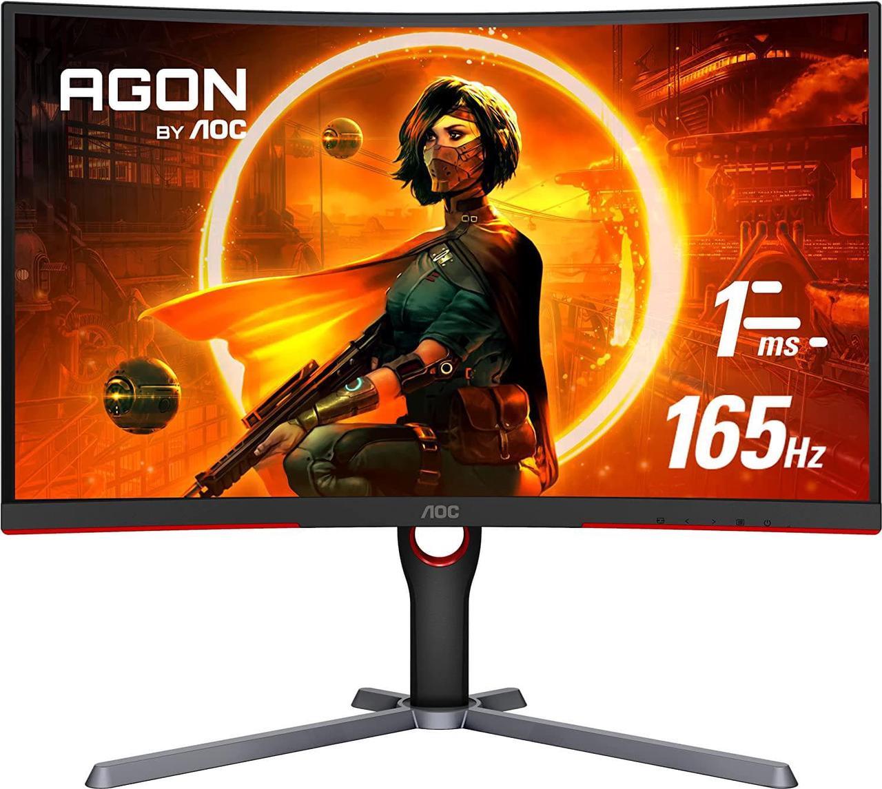 AOC GAMING CQ27G3S Frameless Curved Gaming Monitor, QHD 2K 2560x1440, 1000R VA, 165Hz 1ms, FreeSync Premium ,Black