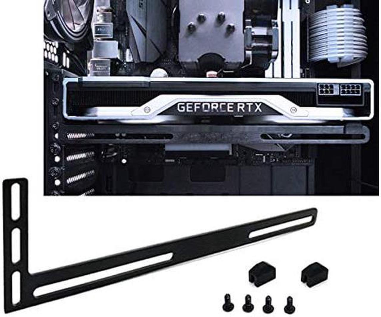 Graphics Card GPU Brace Support Black Video Card Sag Holder/Holster Bracket, Anodized Aerospace Aluminum, Single or Dual Slot Cards